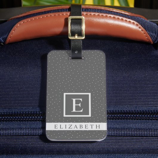  donkergrijs met witte polka dot bagagelabel (Voorkant Insitu 2)