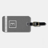  donkergrijs met witte polka dot bagagelabel (Voorkant horizontaal)