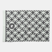 Donkergrijs Modern geometrisch patroon Monogram Theedoek (Horizontaal)