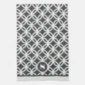 Donkergrijs Modern geometrisch patroon Monogram Theedoek (Verticaal)