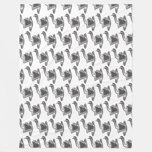 Donkergrijs modern koffiebekerpatroon fleece deken (Voorkant)