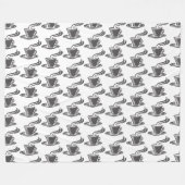 Donkergrijs modern koffiebekerpatroon fleece deken (Voorkant (Horizontaal))