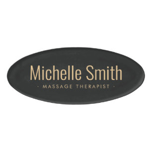 Donkergrijs modern minimaal naambadge