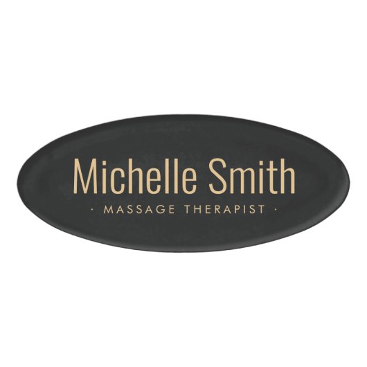 Donkergrijs modern minimaal naambadge (Voorkant)