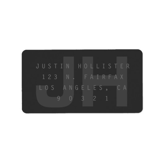 Donkergrijs modern Return Address Label (Voorkant)