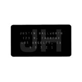 Donkergrijs modern terugkeeradres etiket (Voorkant)