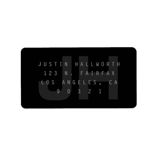 Donkergrijs modern terugkeeradres etiket (Voorkant)