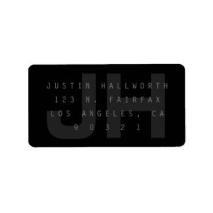 Donkergrijs modern terugkeeradres etiket