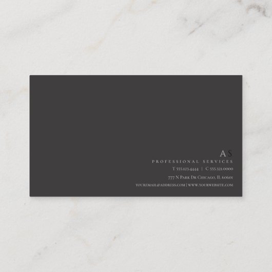 Donkergrijs Monochrome Professional Visitekaartje (Achterkant)