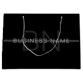 Donkergrijs monogram, naam en geometrische streep groot cadeauzakje (Voorkant)