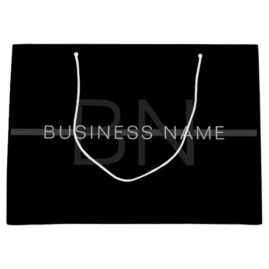 Donkergrijs monogram, naam en geometrische streep groot cadeauzakje (Voorkant)