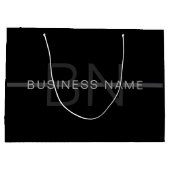 Donkergrijs monogram, naam en geometrische streep groot cadeauzakje (Achterkant)