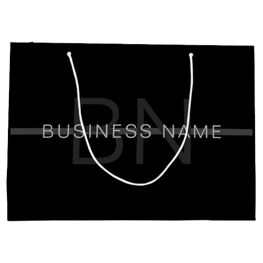 Donkergrijs monogram, naam en geometrische streep groot cadeauzakje (Achterkant)