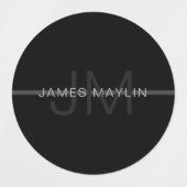 Donkergrijs monogram, naam en geometrische streep labels (Design 1)