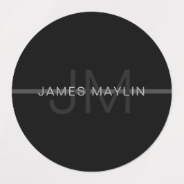 Donkergrijs monogram, naam en geometrische streep labels