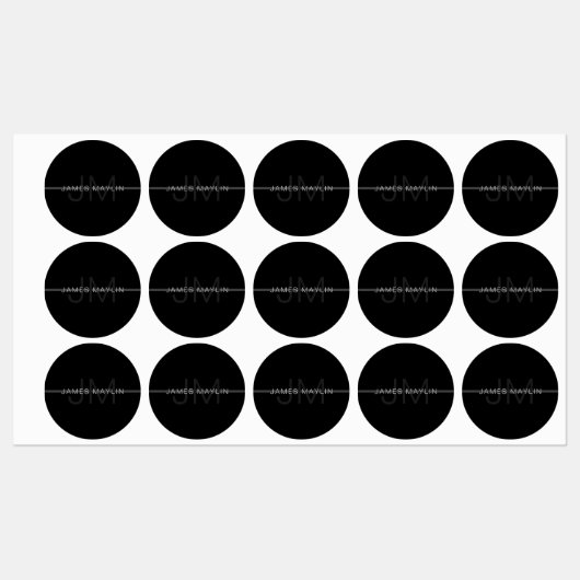 Donkergrijs monogram, naam en geometrische streep labels (Vel)