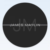 Donkergrijs monogram, naam en geometrische streep labels