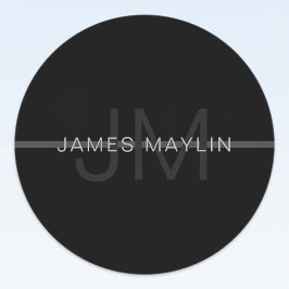 Donkergrijs monogram, naam en geometrische streep labels