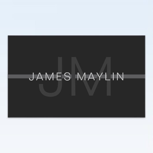 Donkergrijs monogram, naam en geometrische streep rechthoekige sticker