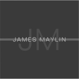 Donkergrijs monogram, naam en geometrische streep sticker