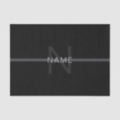 Donkergrijs monogram, naam en geometrische streep tissuepapier (Voorkant)