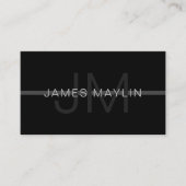 Donkergrijs monogram, naam en geometrische streep visitekaartje (Voorkant)