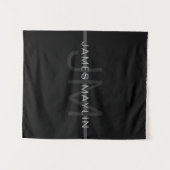 Donkergrijs monogram, naam en geometrische streep wandkleed (Voorkant (horizontaal))