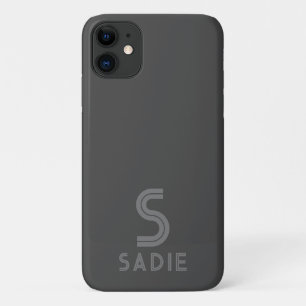 Donkergrijs Monogram Naam Vet Minimaal Modern Eenv Case-Mate iPhone Case
