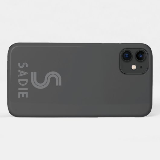 Donkergrijs Monogram Naam Vet Minimaal Modern Eenv Case-Mate iPhone Case (Achterkant (horizontaal))