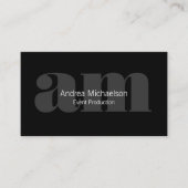 Donkergrijs Monogram op Zwart Horizontaal Visitekaartje (Voorkant)