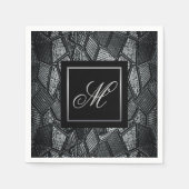 Donkergrijs mozaïekglazen monogram serviers servet (Voorkant)