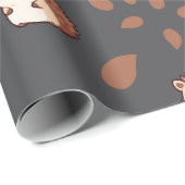 Donkergrijs Naadloos inpakpapier: Schattigee egel Cadeaupapier (Rol Hoek)