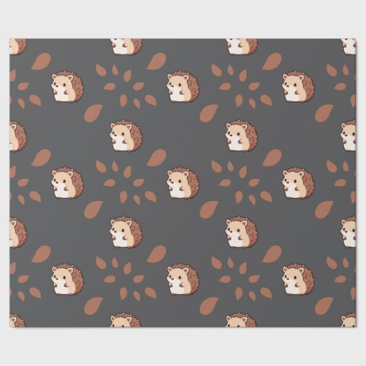 Donkergrijs Naadloos inpakpapier: Schattigee egel Cadeaupapier (Zoom)