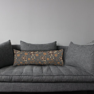 Donkergrijs natuurlijk bloem body kussen