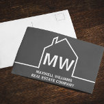 Donkergrijs onroerend goed bedrijf Monogram Realto Briefkaart<br><div class="desc">Dit moderne realtor monogram donkergrijze marketing briefkaart is op maat gemaakt met uw realty bedrijfsnaam in het zwart onder de initialen van de makelaar in eenvoudige typografie. Dit minimalistische grijze ontwerp heeft een eenvoudige lijnomtrek van een huis. Hedendaags cadeau voor een agent die werkt om u te helpen een huis...</div>