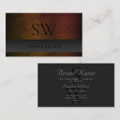 Donkergrijs Oranje gradiëntpatroon met monogram Visitekaartje (Voorkant / Achterkant)