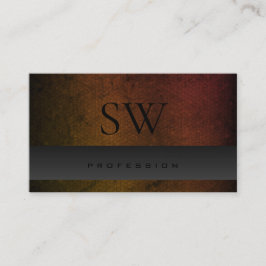 Donkergrijs Oranje gradiëntpatroon met monogram Visitekaartje