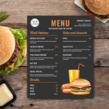 Donkergrijs Oranje Hamburger Hotdog Eetmenu Prijze