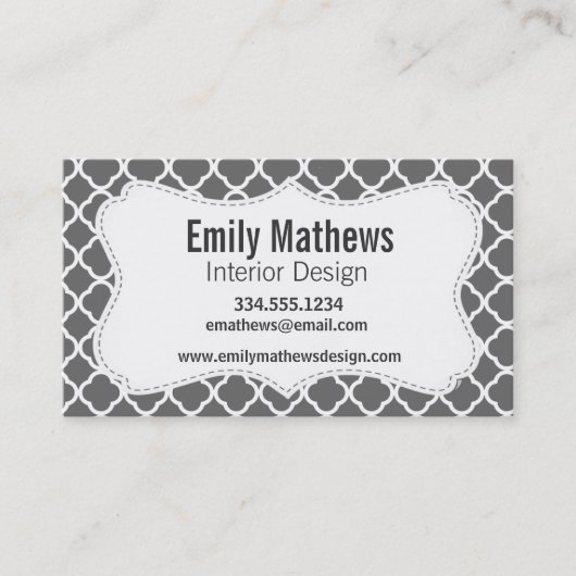 donkergrijs quatrefoil visitekaartje (Voorkant)