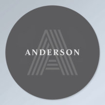 Donkergrijs Retro Moderne Monogrammed Naam