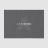 Donkergrijs Retro Moderne Monogrammed Naam Tissuepapier (Voorkant)