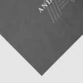 Donkergrijs Retro Moderne Monogrammed Naam Tissuepapier (Detail)