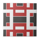 Donkergrijs rood en wit Abstract mozaïekgeometrisc Tegeltje (Voorkant)