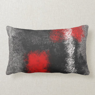 Donkergrijs rood en wit abstracte lumbale kussen