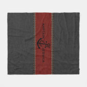 Donkergrijs & rood  leder fleece deken (Voorkant (Horizontaal))