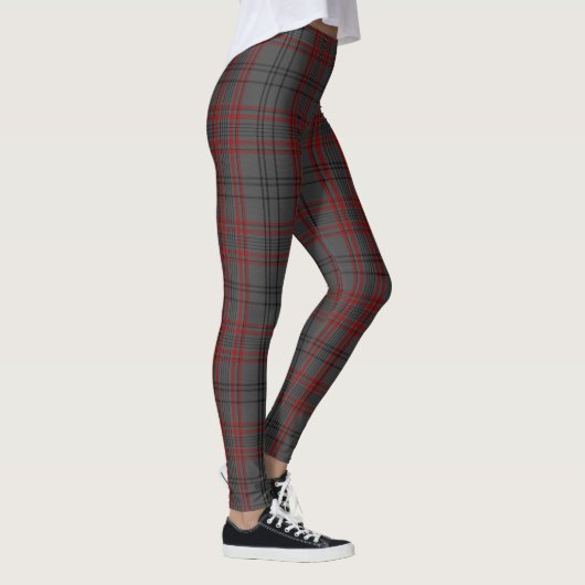 Donkergrijs Rood Zwart Tartan Plaid Leggings (Rechts)