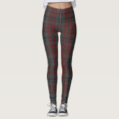 Donkergrijs Rood Zwart Tartan Plaid Leggings (Voorkant)