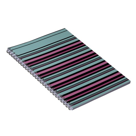 Donkergrijs roze gestreepte patroon notitieboek (Rechterzijde)