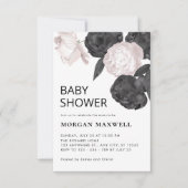 Donkergrijs Rozen Baby shower Kaart (Voorkant)