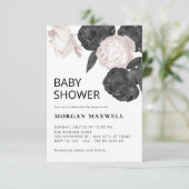 Donkergrijs Rozen Baby shower Kaart (Staand voorkant)